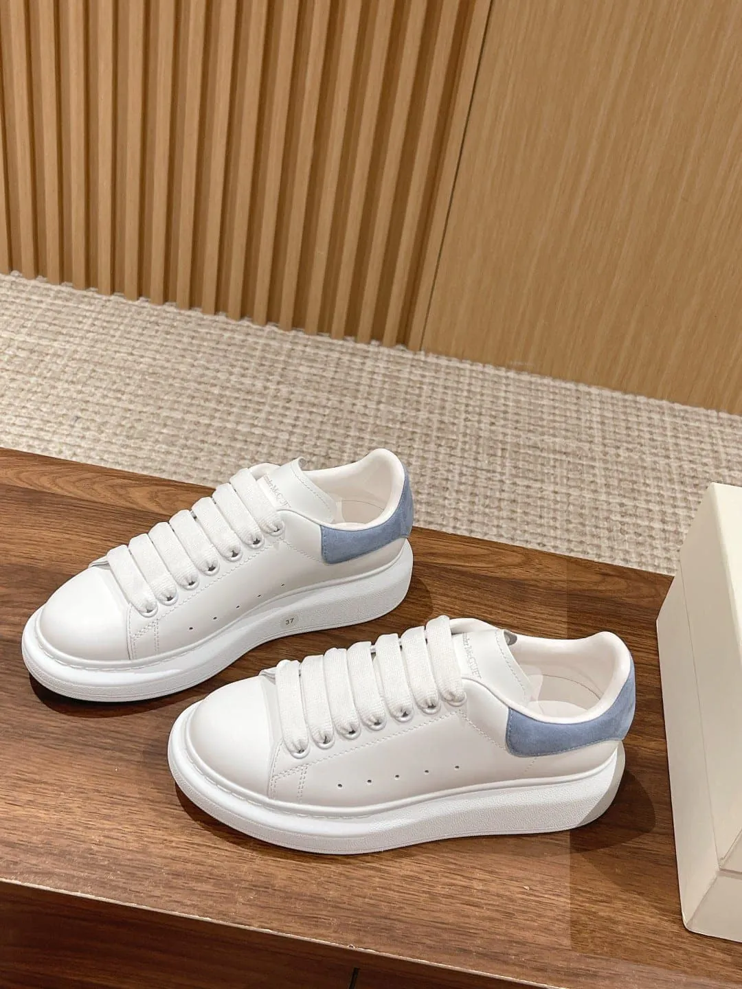 Oversized Leather Sneaker in Blue product thumbnail view 2