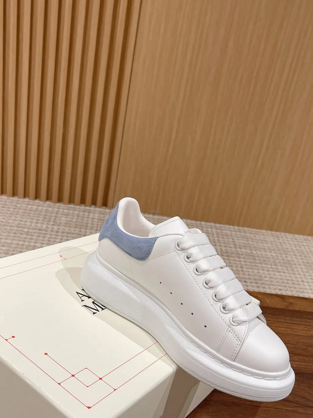 Oversized Leather Sneaker in Blue product thumbnail view 3